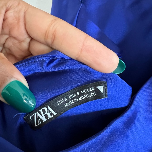 Zara Blogger Fave Satin Effect Blue Midi Maxi Cross Back Dress - Picture 11 of 12